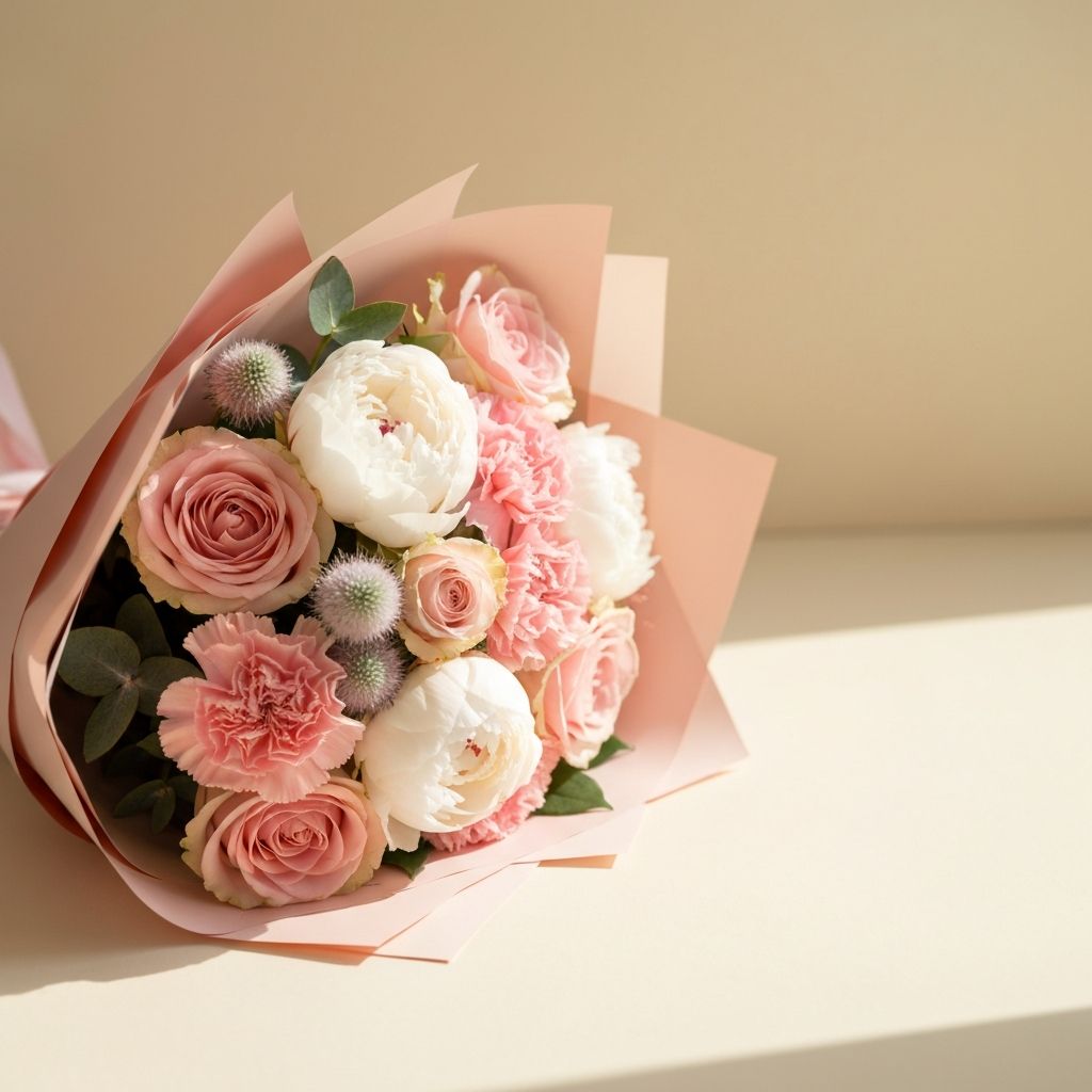 Ramo de Nacimiento — Flores pastel suaves para una llegada alegre.