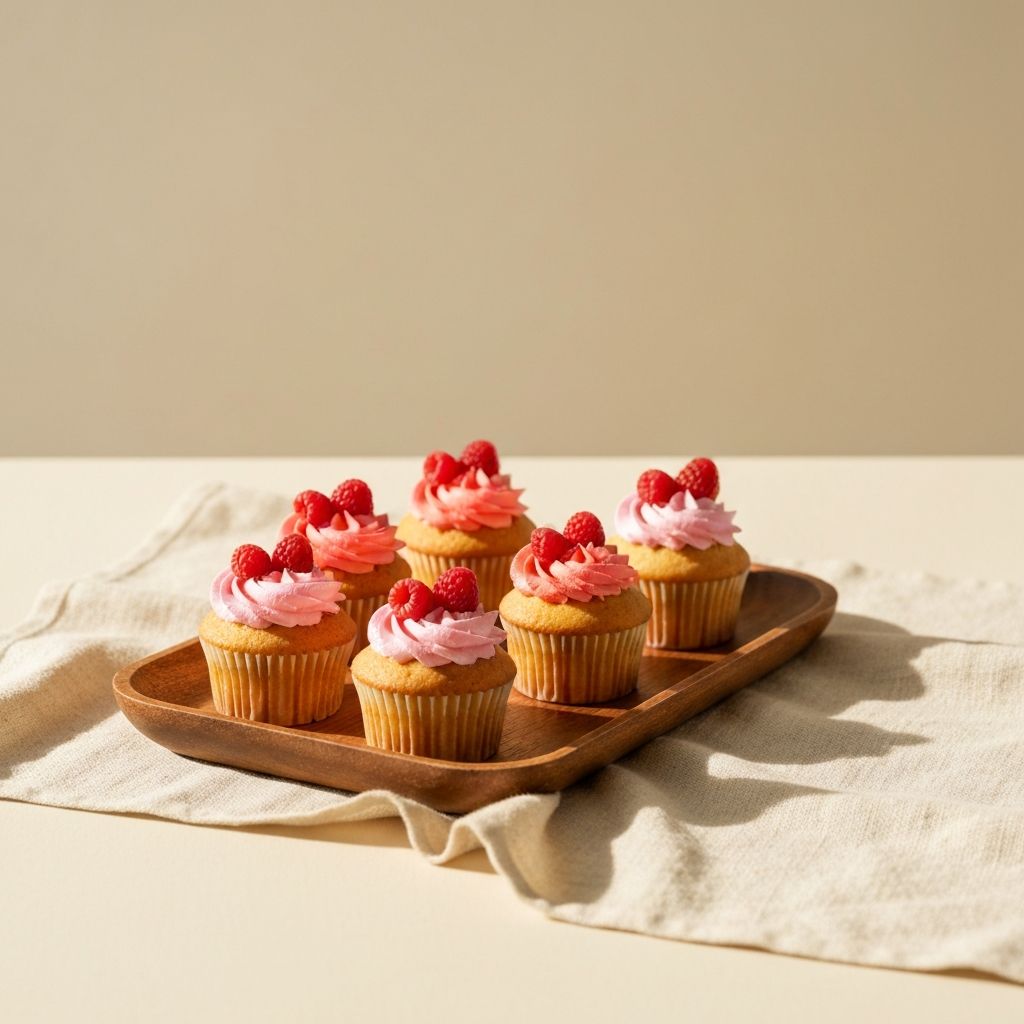 Mini Cupcake Box — Six mini cupcakes with buttercream rosettes.